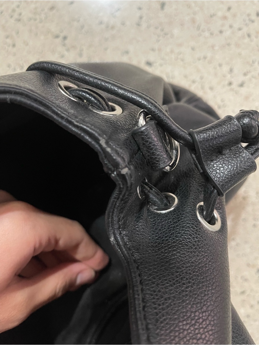 GUESS Black Pebbled Drawstring Bag - Picture 6 of 7